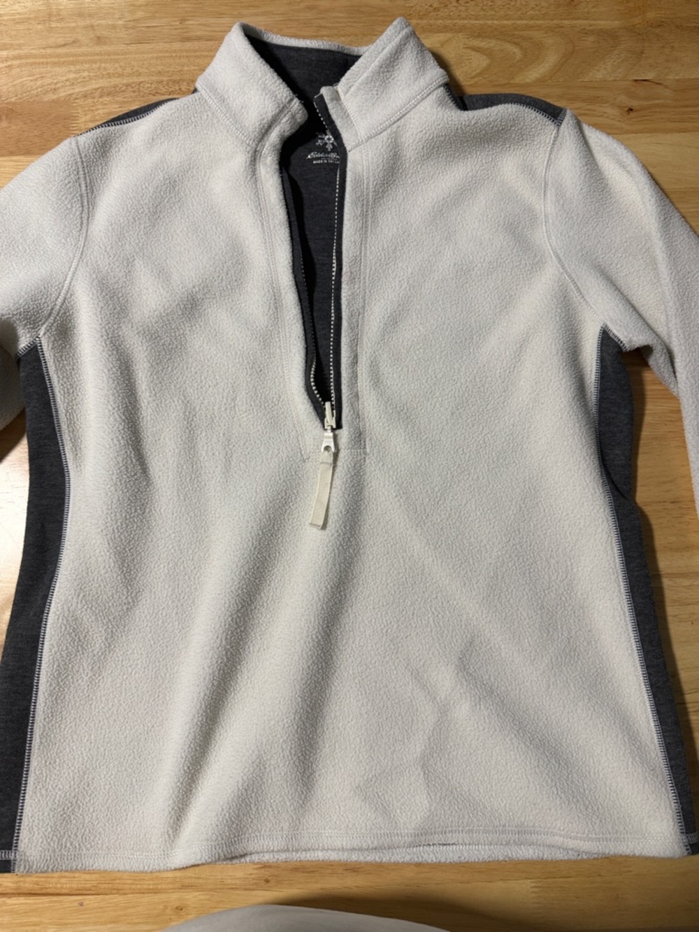 Eddie Bauer Cream Quarter-Zip Fleece with Charcoal Lining Womens Medium